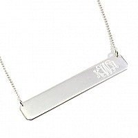 Sterling Silver Long Bar Necklace - Allyanna GiftsMONOGRAM + ENGRAVING