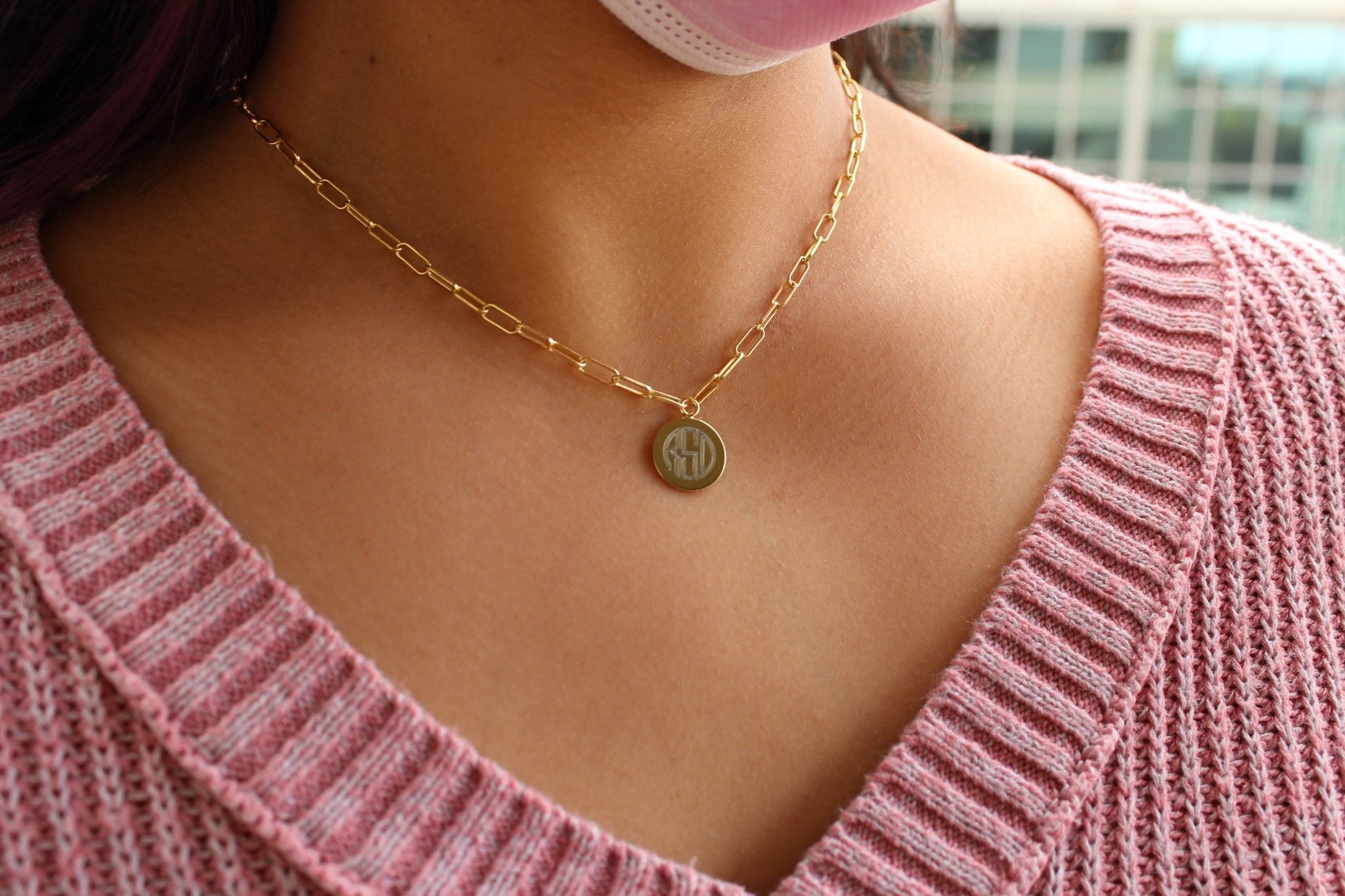 Sterling Silver Medium Paper Clip Chain W/ Engravable Plate (16 in) - Allyanna GiftsNECKLACE