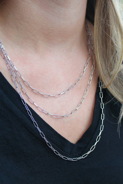 Sterling Silver Medium Paper Clip Chain - Allyanna Gifts