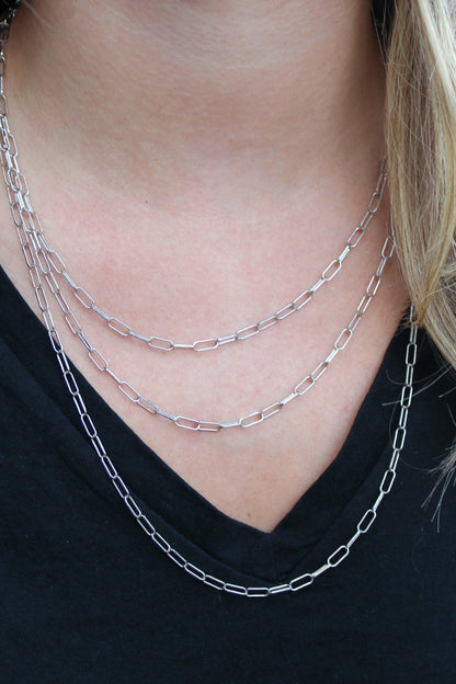 Sterling Silver Medium Paper Clip Chain - Allyanna Gifts