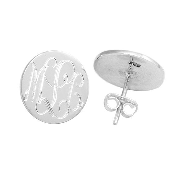 Sterling Silver Monogram Earrings - Allyanna GiftsMONOGRAM + ENGRAVING
