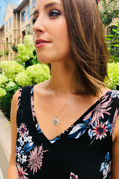 Sterling Silver Monogrammed Quatrefoil CZ Necklace - Allyanna GiftsMONOGRAM + ENGRAVING