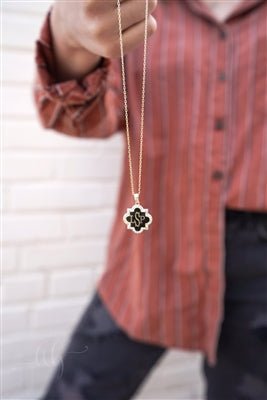 Sterling Silver Monogrammed Quatrefoil CZ Necklace - Allyanna GiftsMONOGRAM + ENGRAVING