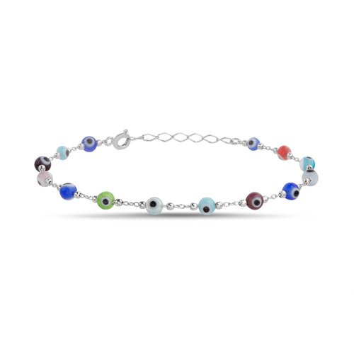 Sterling Silver Multi-Color Evil Eye Bracelet - Allyanna Gifts