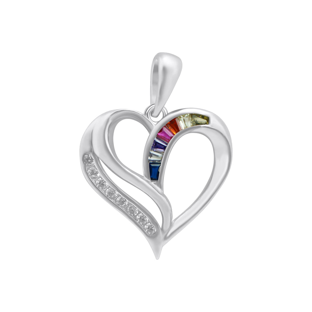 Sterling Silver Multi Color Heart Pendant - Allyanna GiftsPendant