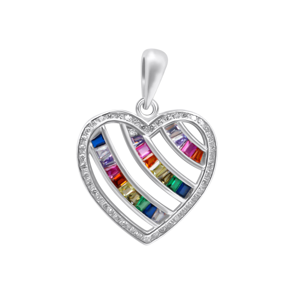Sterling Silver Multicolor Heart Pendant - Allyanna GiftsPendant