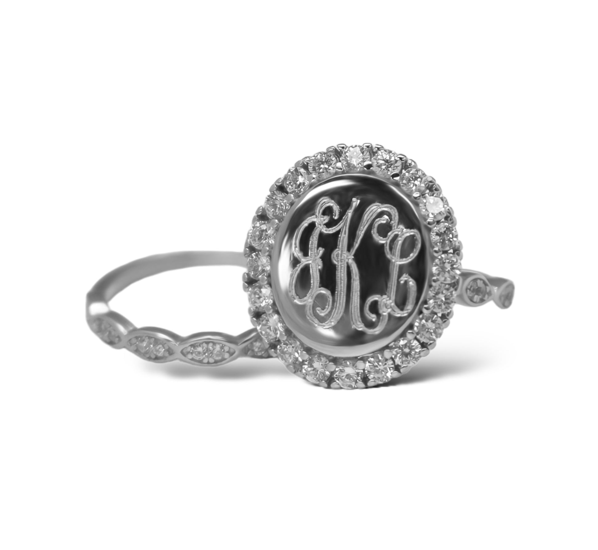 Sterling Silver Oaklynn Stackable Monogram Ring Set - Allyanna Gifts