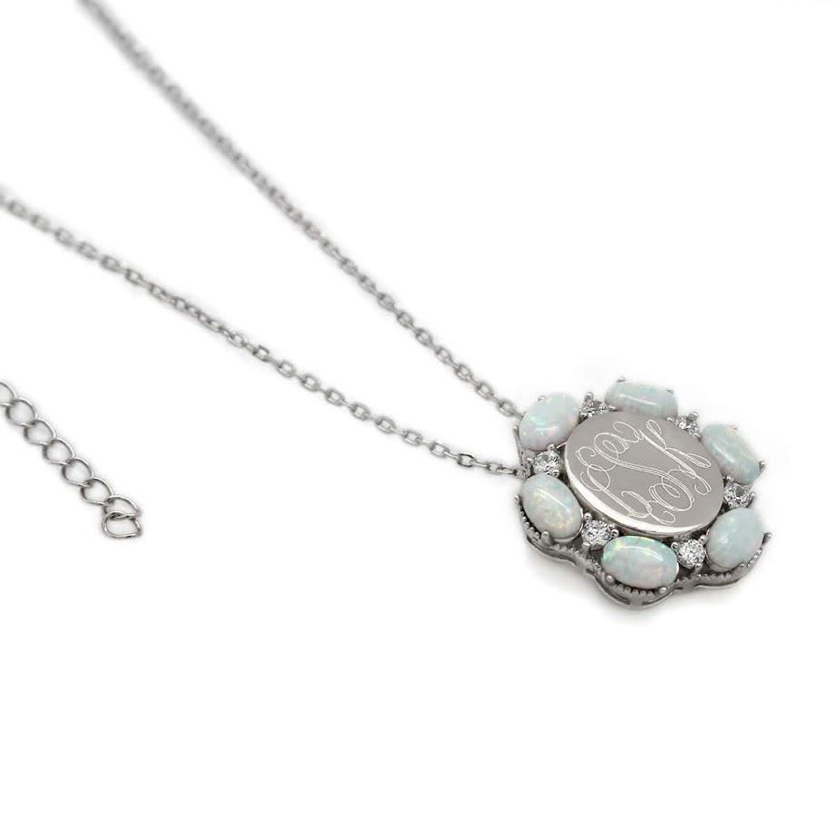 Sterling Silver Opal Flower - Allyanna GiftsNECKLACE