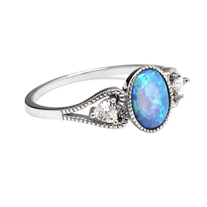 Sterling Silver Opal Heart CZ Ring - Allyanna GiftsRINGS