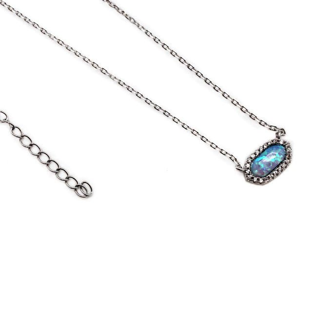 Sterling Silver Opal Necklace Light Blue - Allyanna GiftsNECKLACE