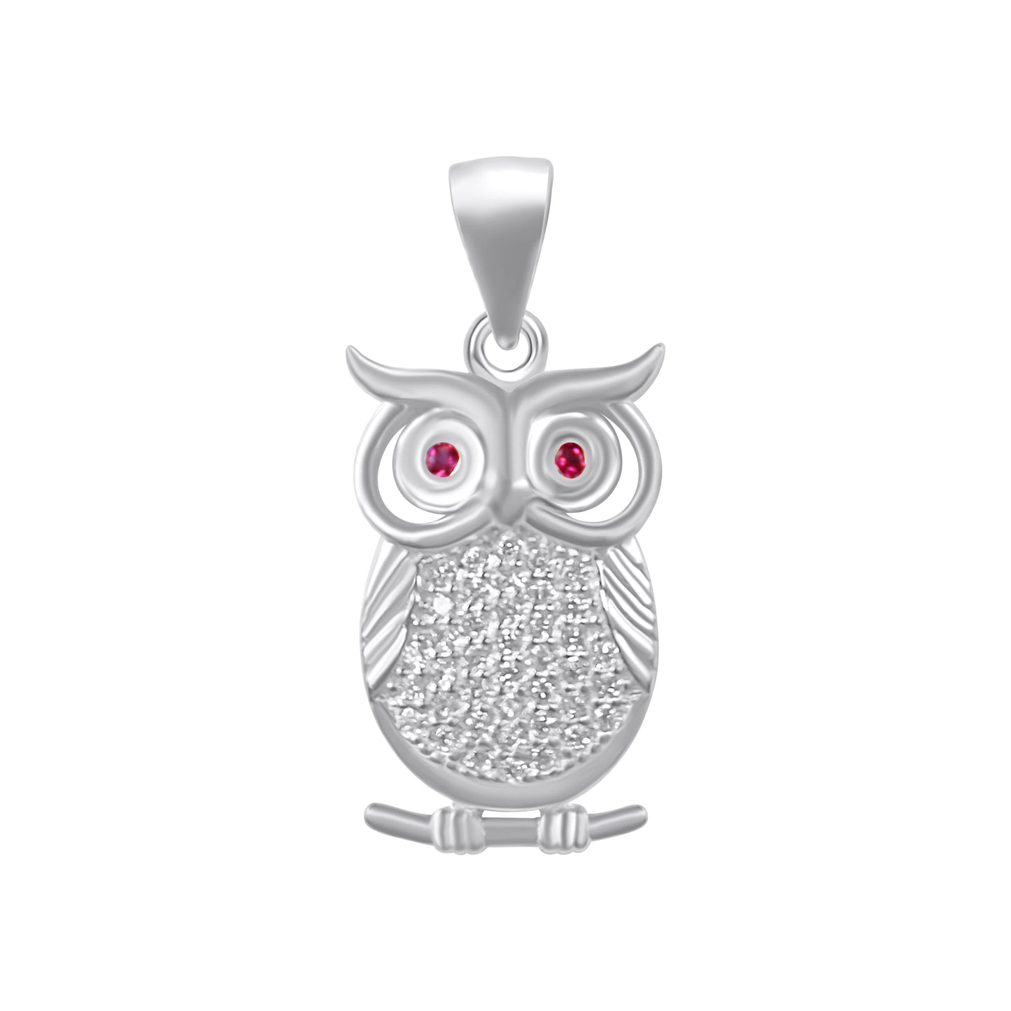Sterling Silver Owl Red Eye Pendant - Allyanna GiftsPendant
