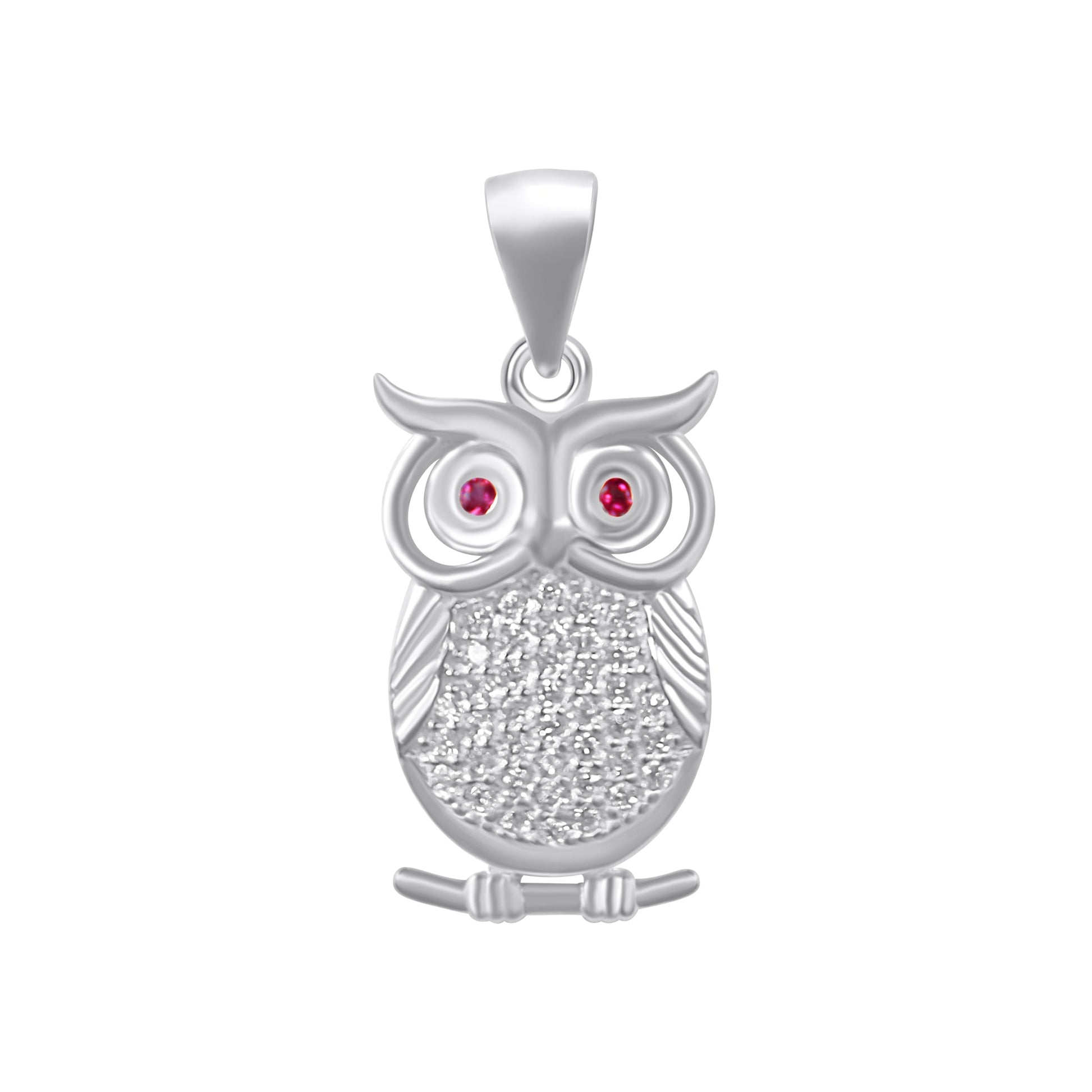Sterling Silver Owl Red Eye Pendant - Allyanna GiftsPendant