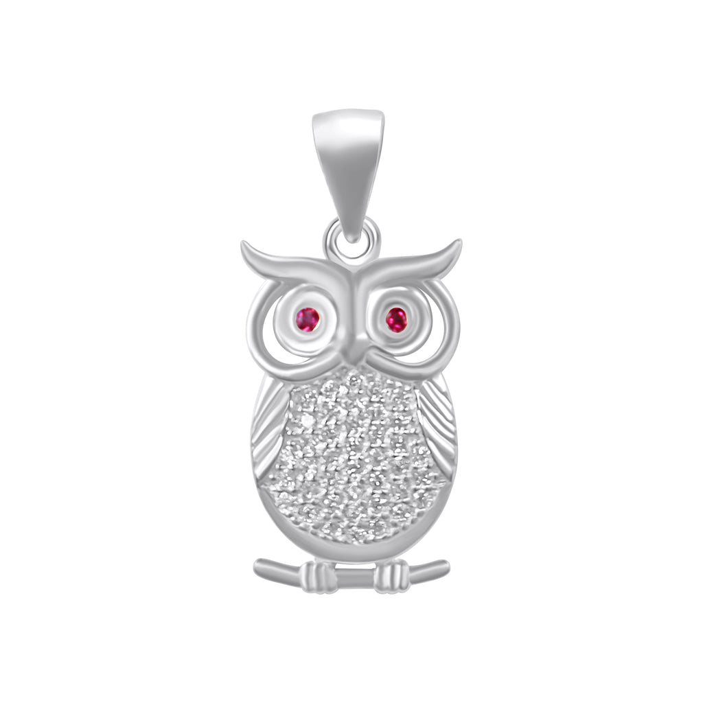Sterling Silver Owl Red Eye Pendant - Allyanna GiftsPendant