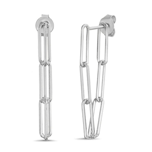 Sterling Silver Paperclip Chain Front To Back Earrings - Allyanna Gifts