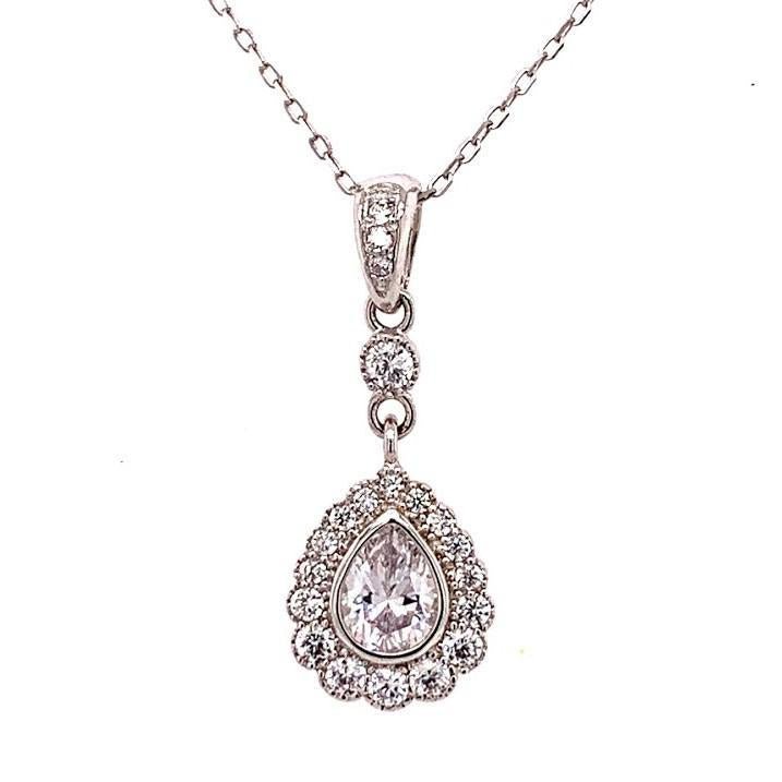 Sterling Silver Pear-Shaped Pendant Necklace - Allyanna Gifts