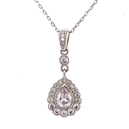 Sterling Silver Pear-Shaped Pendant Necklace - Allyanna Gifts