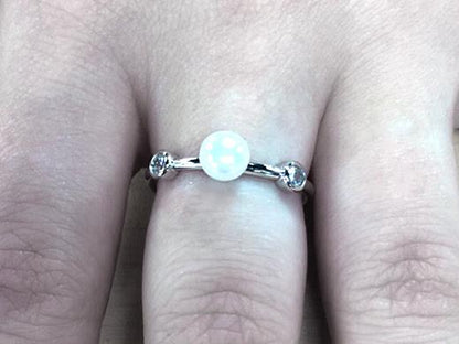 Sterling Silver Pearl & CZ Ring - Allyanna GiftsRINGS