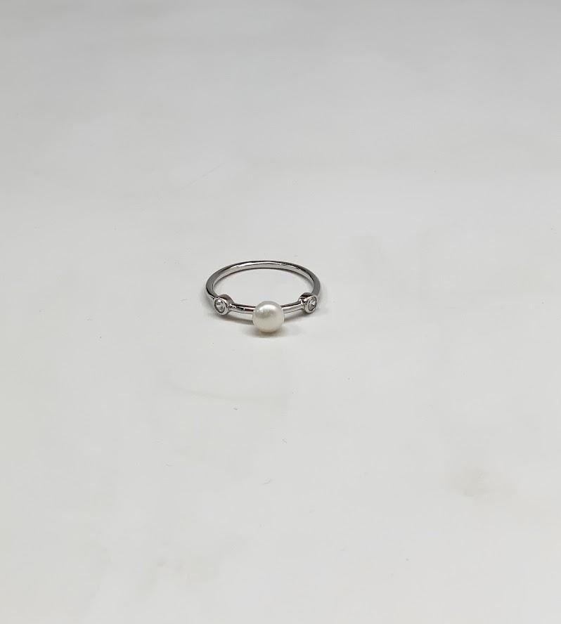 Sterling Silver Pearl & CZ Ring - Allyanna GiftsRINGS