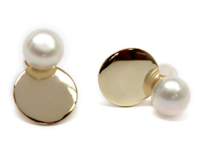 Sterling Silver Pearl Disc Studs - Allyanna GiftsJEWELRY