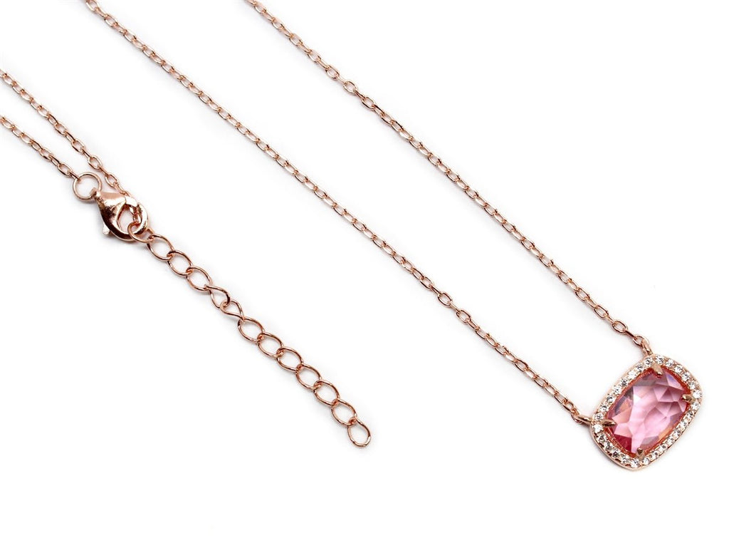Sterling Silver Pink Gemstone Necklace - Allyanna GiftsJEWELRY