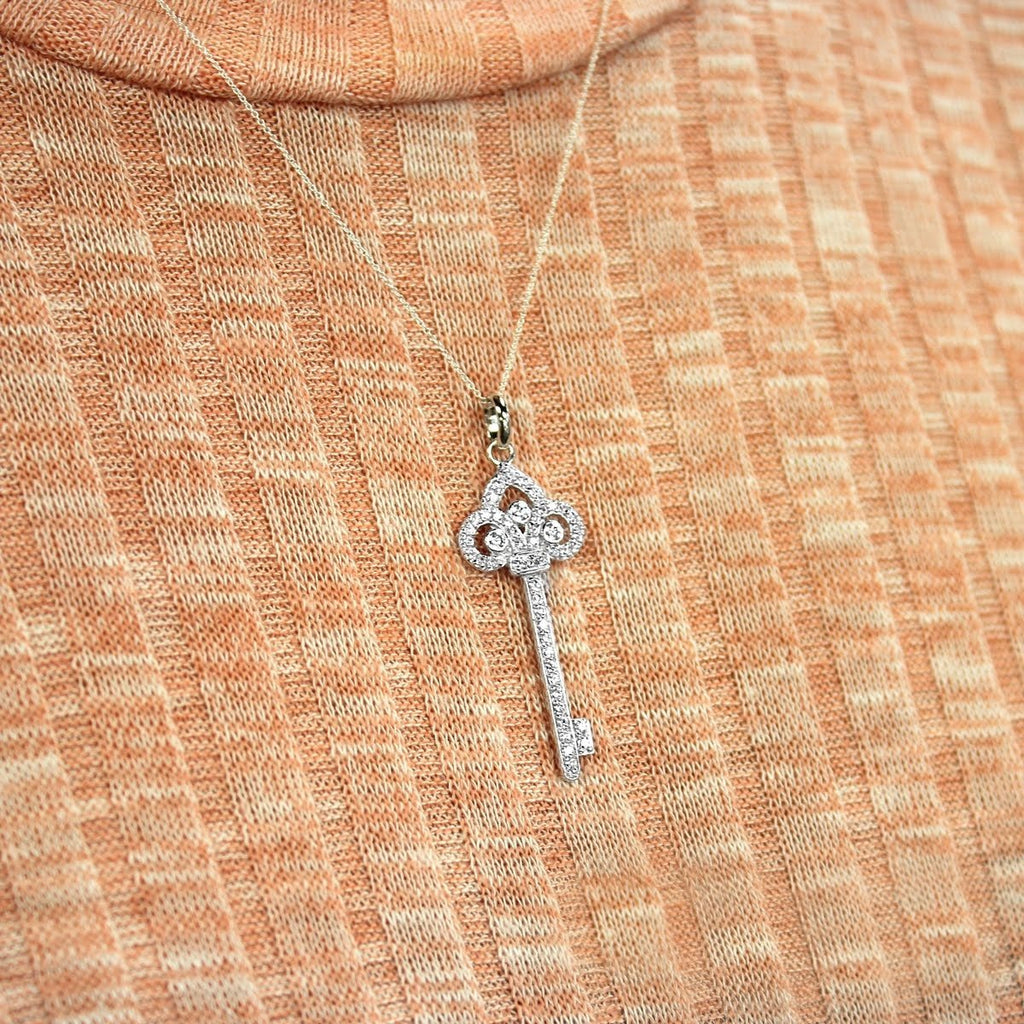 Sterling Silver Princess Key Pendant Necklace - Allyanna GiftsJEWELRY