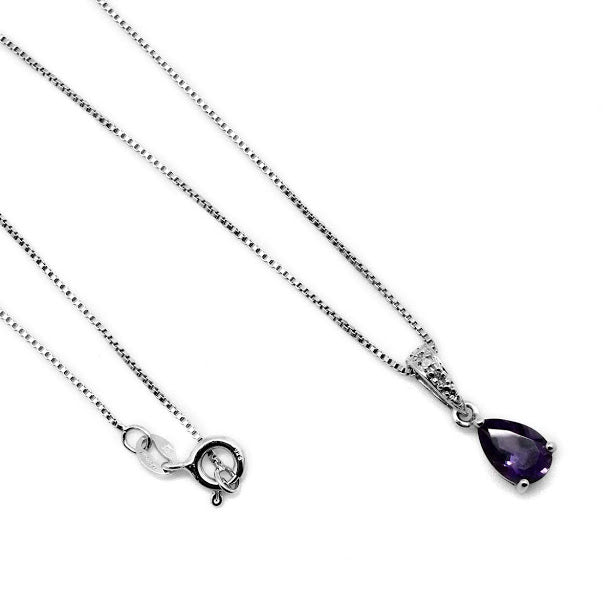 Sterling Silver Purple Gemstone CZ Necklace - Allyanna Gifts