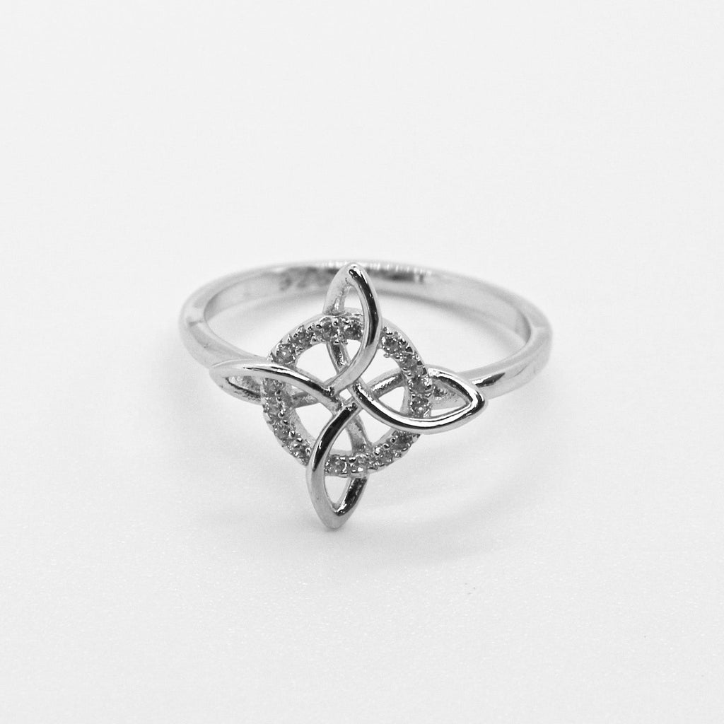 Sterling Silver Quaternary Celtic Knot CZ Ring - Allyanna GiftsRINGS
