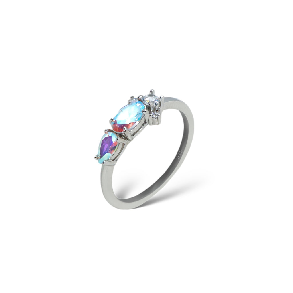Sterling Silver Rainbow Crystal CZ Cluster Ring - Allyanna GiftsRINGS