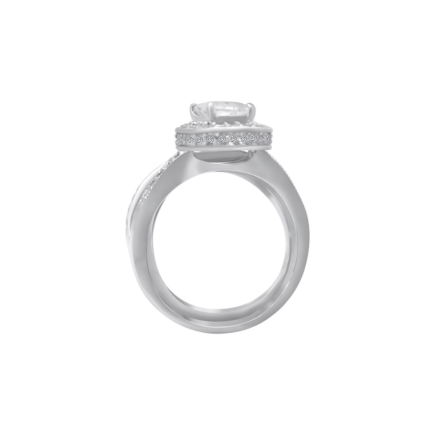 Sterling Silver Rectangle Cut Stackable Wedding/Engagement Ring Set - Allyanna GiftsRINGS
