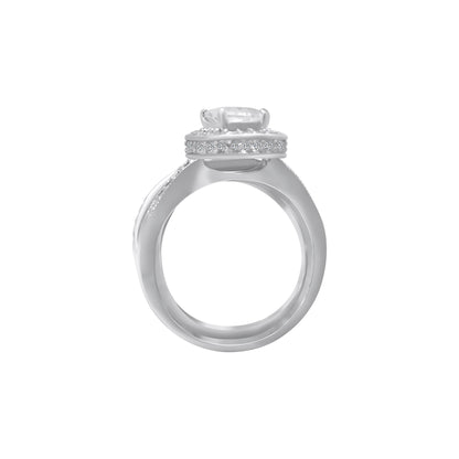 Sterling Silver Rectangle Cut Stackable Wedding/Engagement Ring Set - Allyanna GiftsRINGS