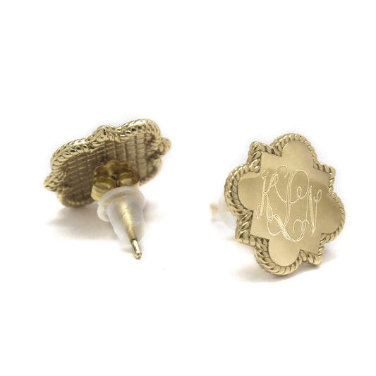 Sterling Silver Roped Quatrefoil Earrings - Allyanna GiftsMONOGRAM + ENGRAVING
