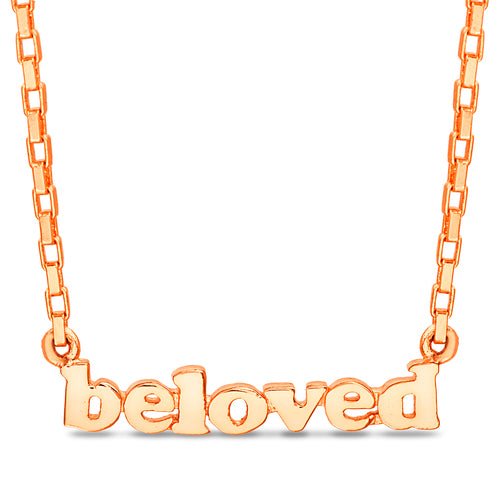 Sterling Silver Rose Gold Plated "BELOVED" Station Necklace - Allyanna Gifts