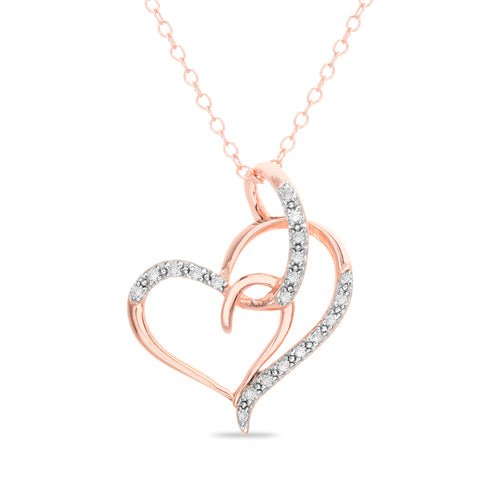 Sterling Silver Rose Gold Two Tone Diamond Heart Necklace - Allyanna Gifts