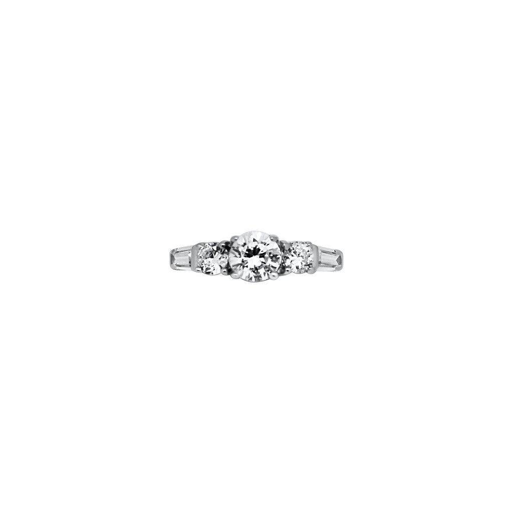 Sterling Silver Round Cz & Baguette Sterling Silver Ring - Allyanna GiftsRINGS