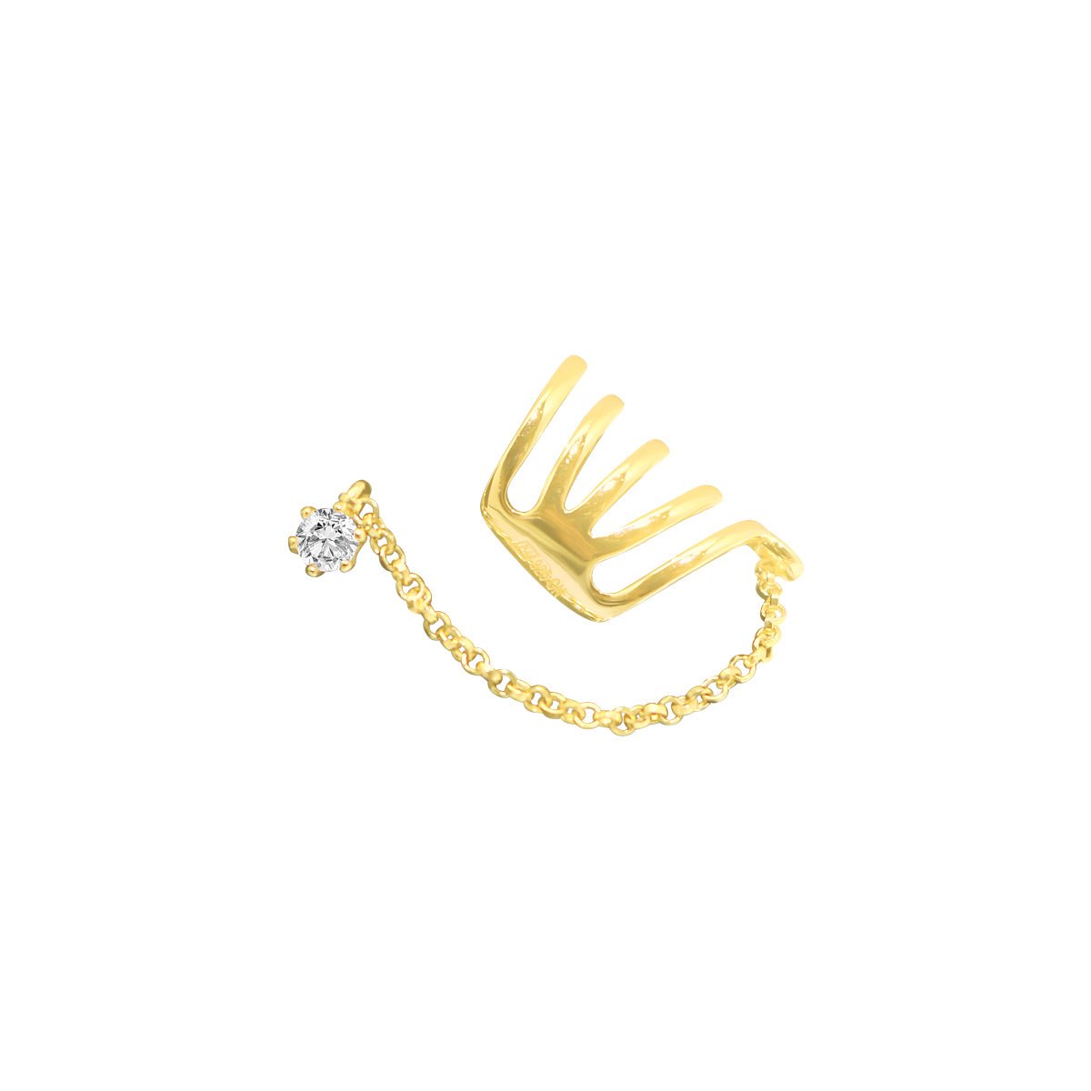Sterling Silver Round CZ Post & Cuff Earring - Allyanna GiftsEARRINGS