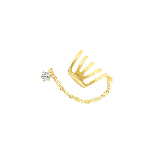 Sterling Silver Round CZ Post & Cuff Earring - Allyanna GiftsEARRINGS