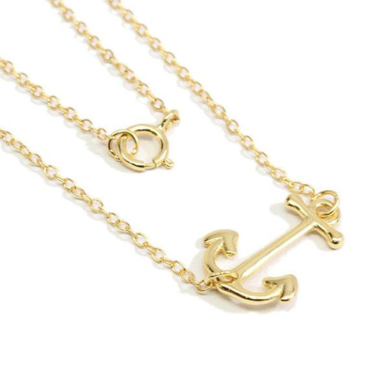 Sterling Silver Sideways Anchor Necklace - Allyanna Gifts