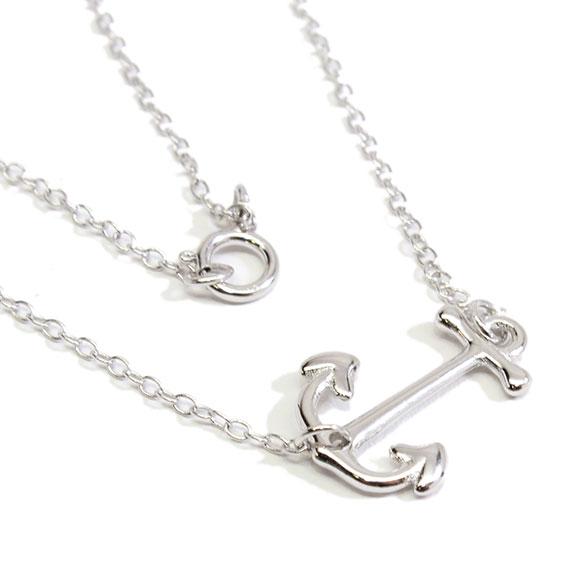 Sterling Silver Sideways Anchor Necklace - Allyanna Gifts