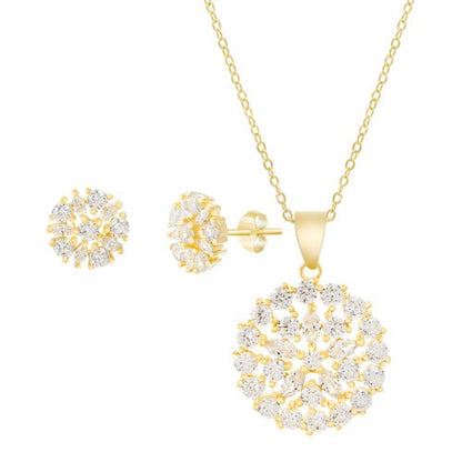 Sterling Silver Silver Marquis CZ Round Set - Allyanna Gifts