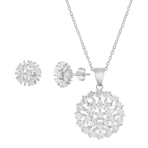 Sterling Silver Silver Marquis CZ Round Set - Allyanna Gifts