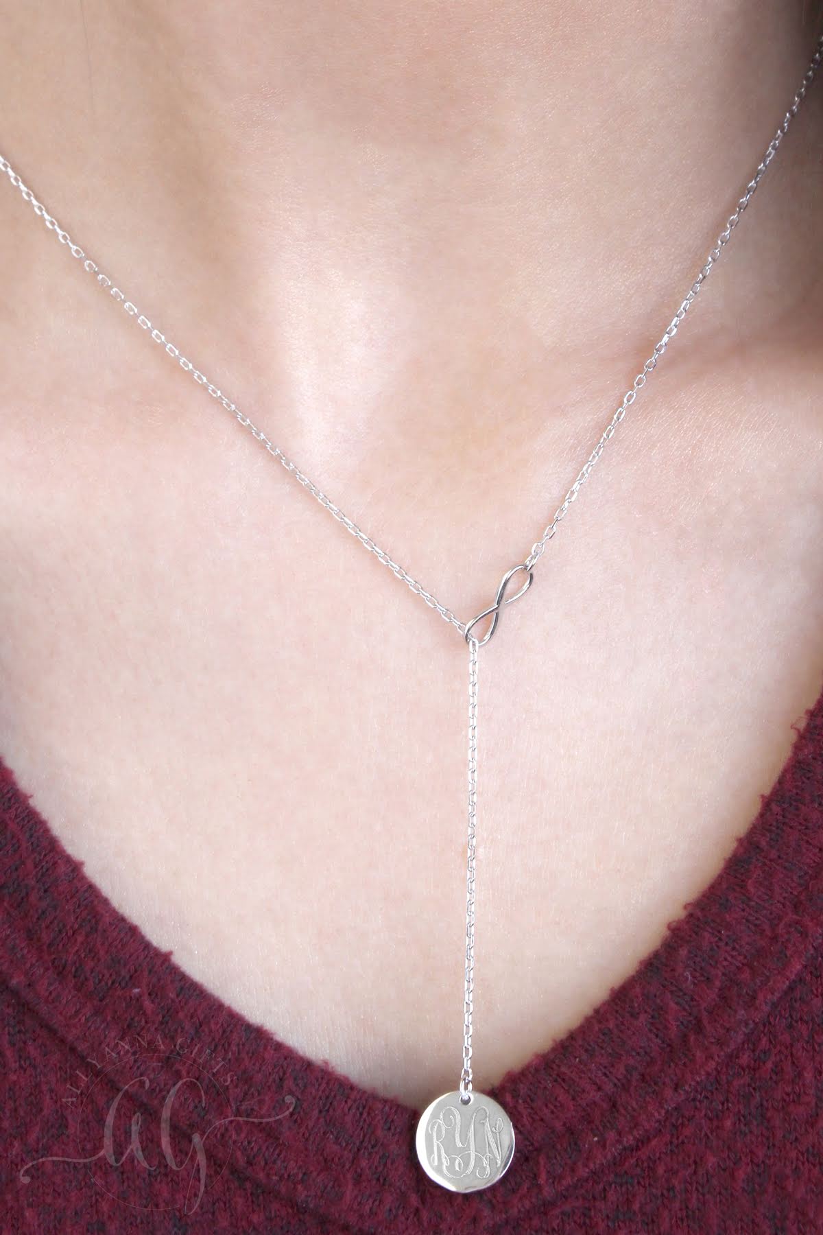 Sterling Silver Small Infinity Drop Necklace - Allyanna GiftsMONOGRAM + ENGRAVING