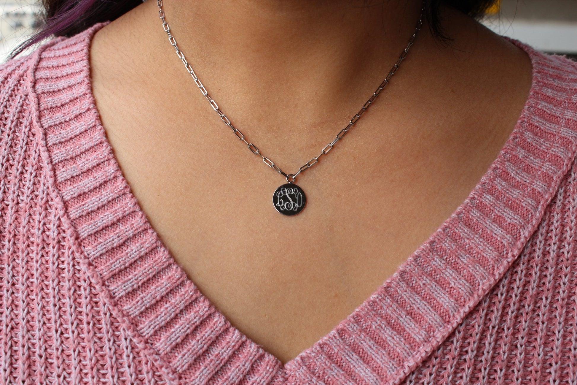 Sterling Silver Small Paper Clip Chain W/ Engravable Plate (16") - Allyanna GiftsNECKLACE