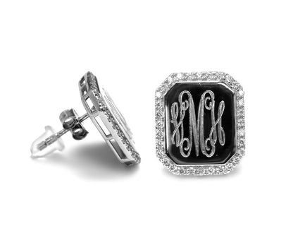 Sterling Silver Soft Rectangle Monogram Earrings. - Allyanna GiftsMONOGRAM + ENGRAVING