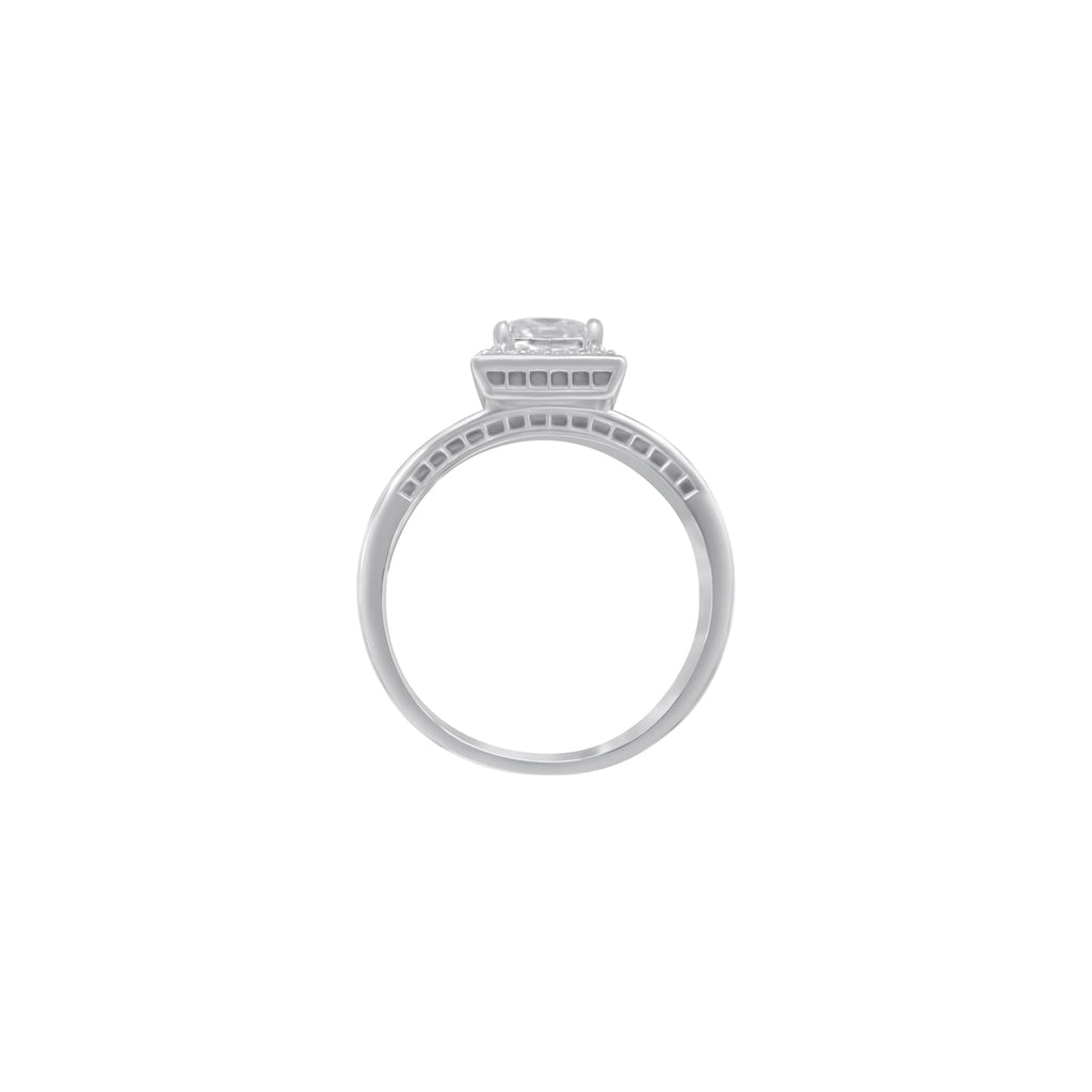 Sterling Silver Square Cut Halo Stackable Wedding/Engagement Ring Set - Allyanna GiftsRINGS