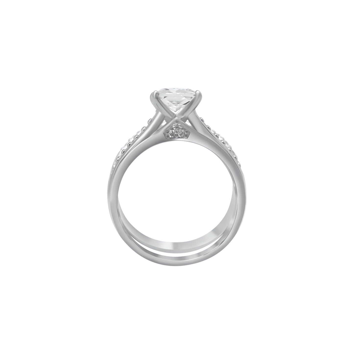 Sterling Silver Square Cut Stackable Wedding/Engagement Ring Set - Allyanna GiftsRINGS