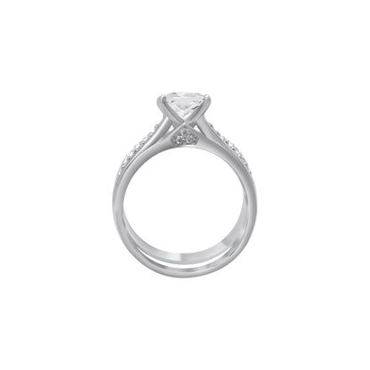 Sterling Silver Square Cut Stackable Wedding/Engagement Ring Set - Allyanna GiftsRINGS