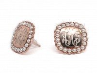 Sterling Silver Square Monogrammed Pearl Earrings - Allyanna GiftsMONOGRAM + ENGRAVING