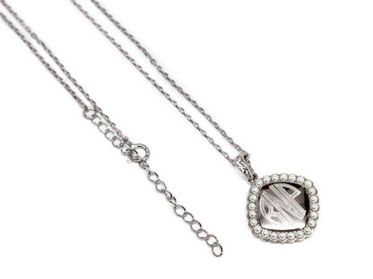 Sterling Silver Square Monogrammed Pearl Necklace - Allyanna GiftsMONOGRAM + ENGRAVING
