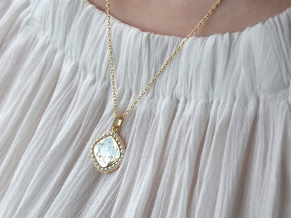 Sterling Silver Square Monogrammed Pearl Necklace - Allyanna GiftsMONOGRAM + ENGRAVING