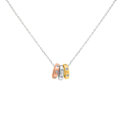 Sterling Silver Three Tone Three Small Circle Necklace - Allyanna Gifts